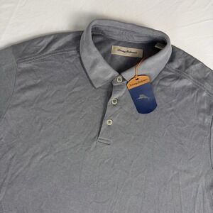 Tommy Bahama Shirt Men's XL Gray Short Sleeve Polo Pullover Collared Casual Logo